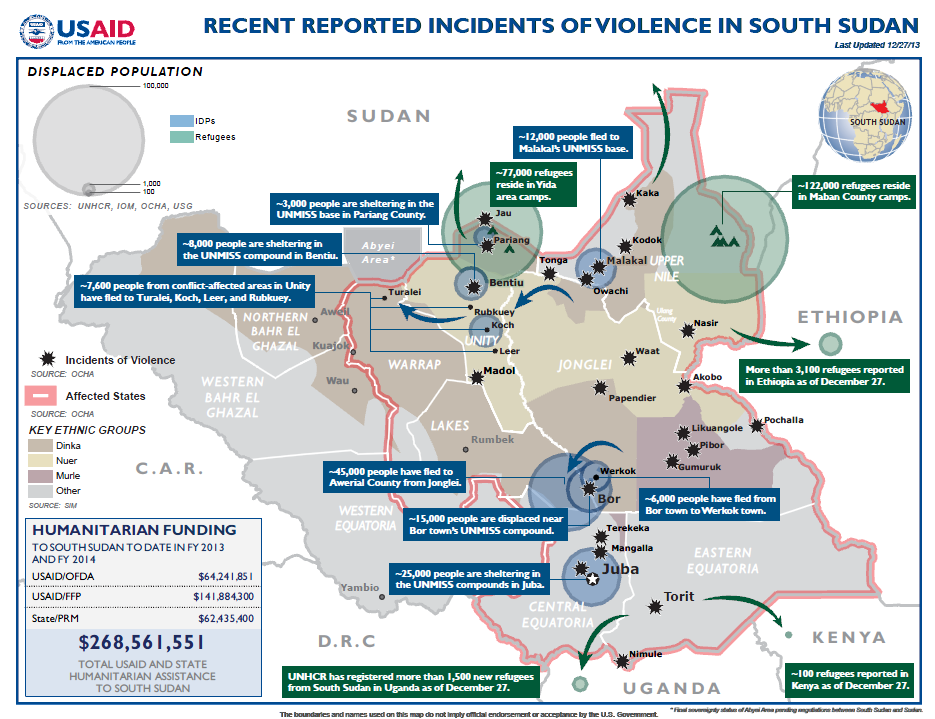 South Sudan Crisis Map February 7, 2014