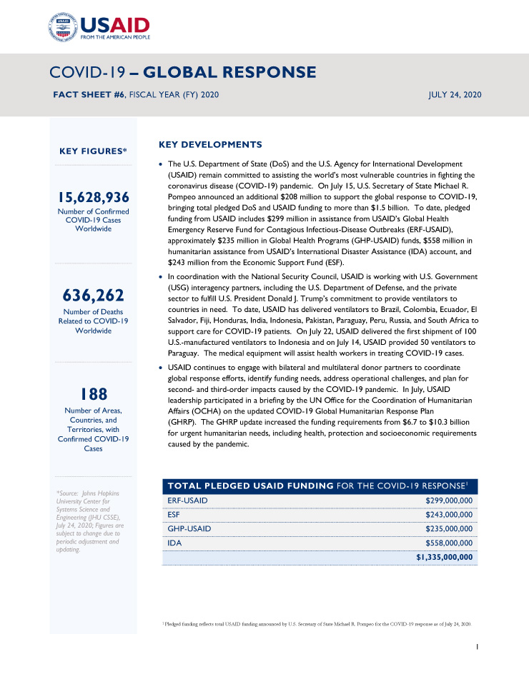 COVID-19 Global Response Fact Sheet #5 - July 24, 2020