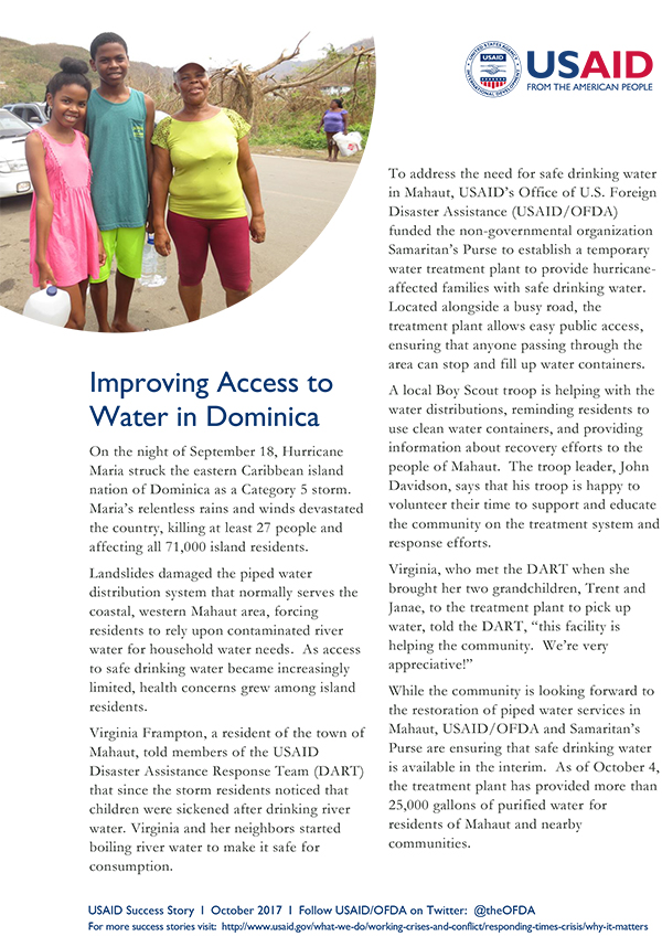 USAID/DCHA Success Story: Improving Access to Water in Dominica