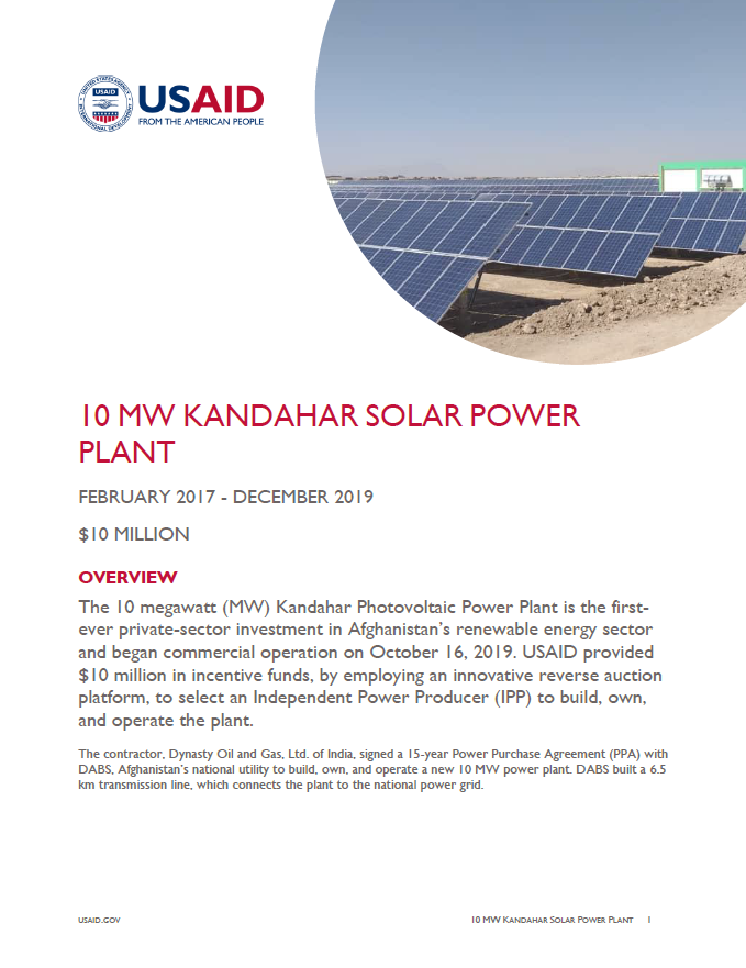 10 MW Kandahar Solar Power Plant