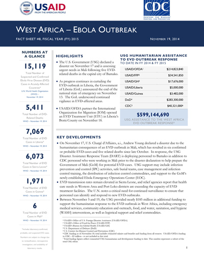 West Africa - Ebola Outbreak - Fact Sheet #8 (FY 15)