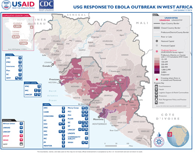 USG West Africa Ebola Outbreak Program Map - Nov 19, 2014