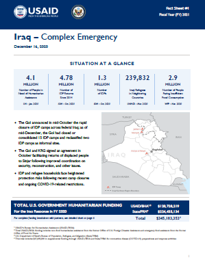 12.17.2020 - USG Iraq Complex Emergency Fact Sheet #1