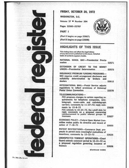 Federal Register 216 Capital Projects (Oct 20, 1972)