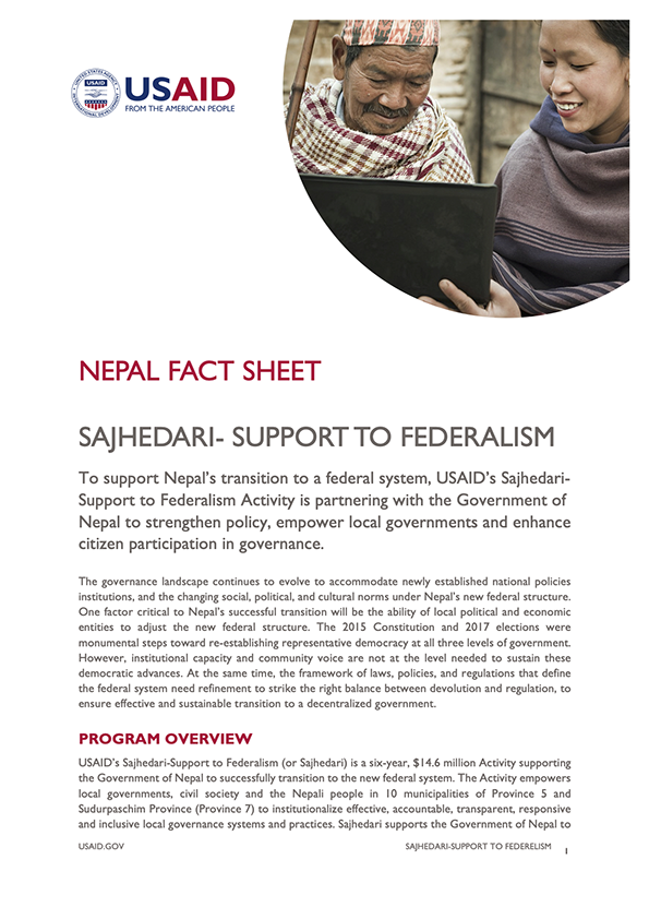 Fact Sheet: Sajhedari - Support to Federalism