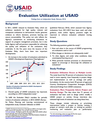 Evaluation Utilization Two-Page Brief