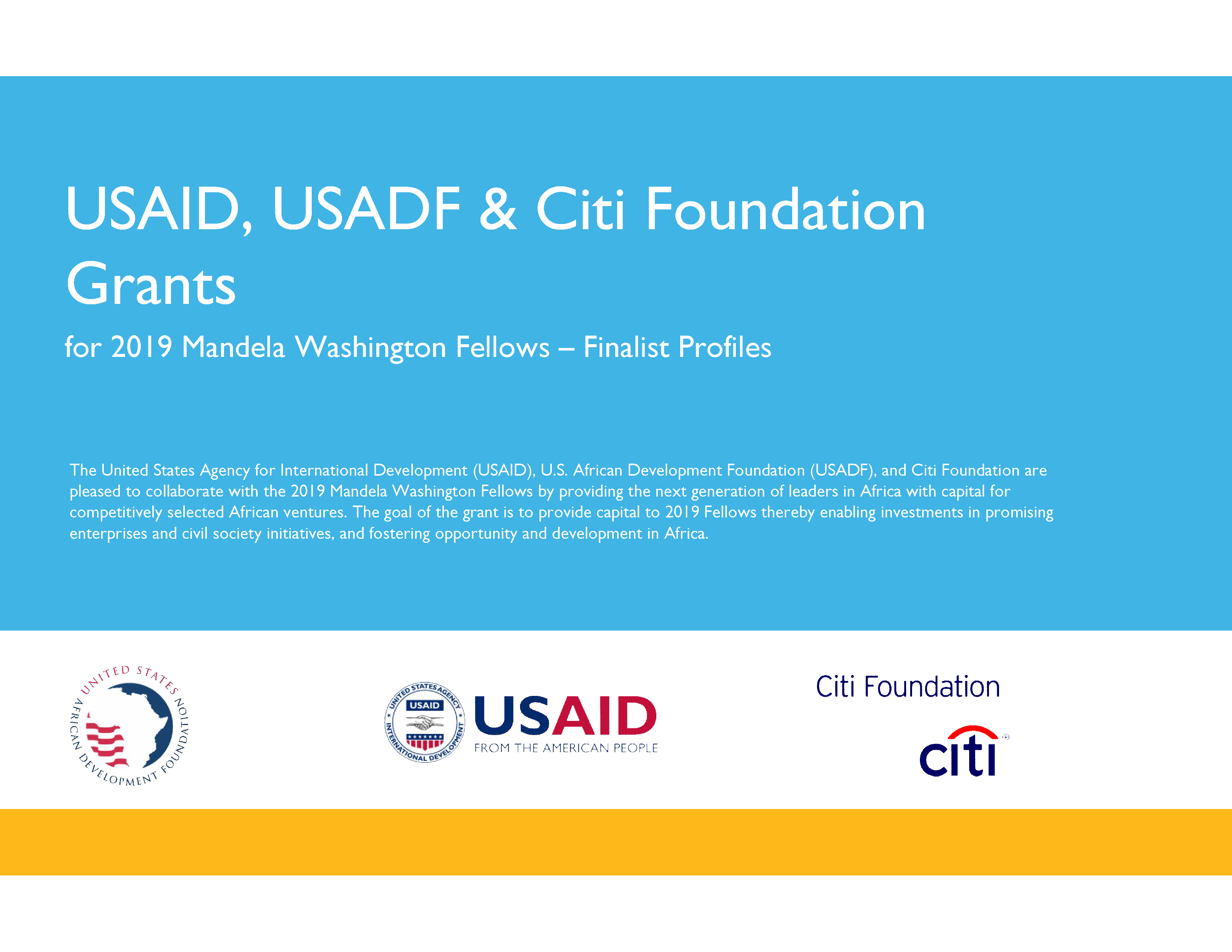 USAID, USADF, Citi Foundation Grant Finalist Profiles