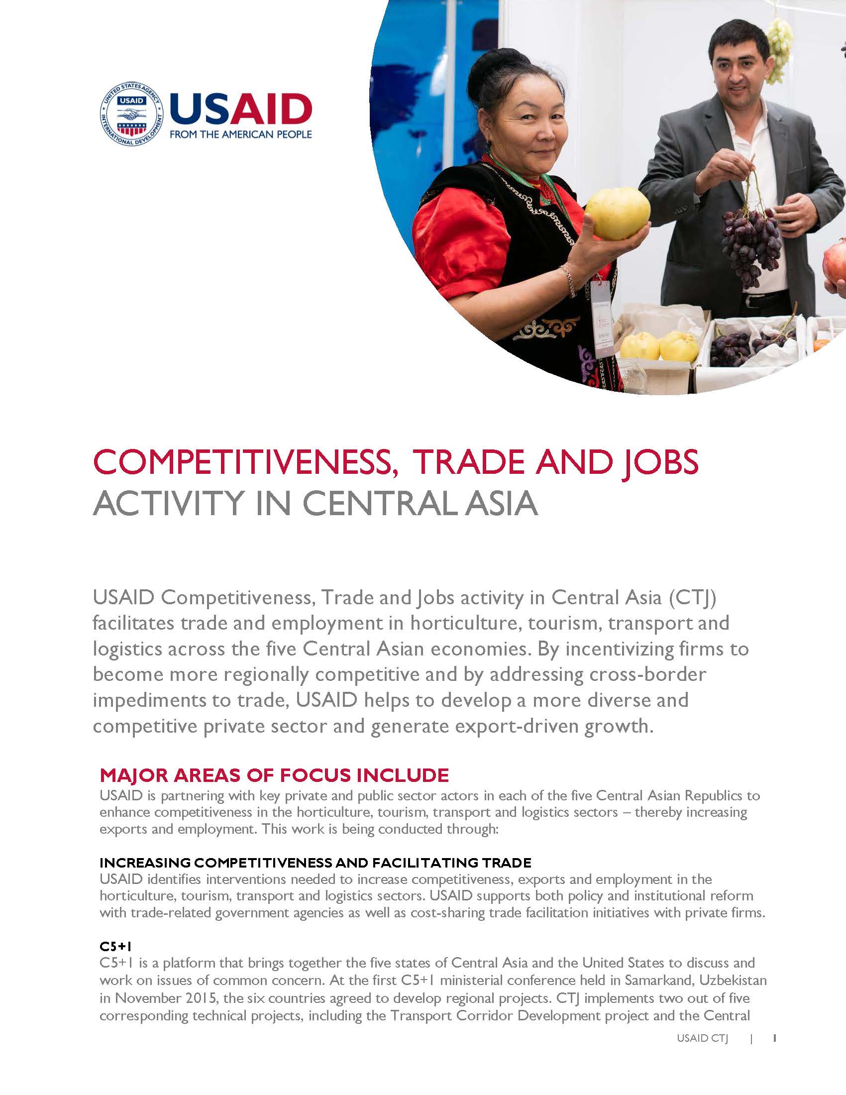USAID Competitiveness, Trade and Jobs Activity in Central Asia 