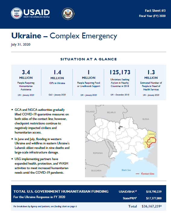 07.31.2020 - USG Ukraine Complex Emergency Fact Sheet #3