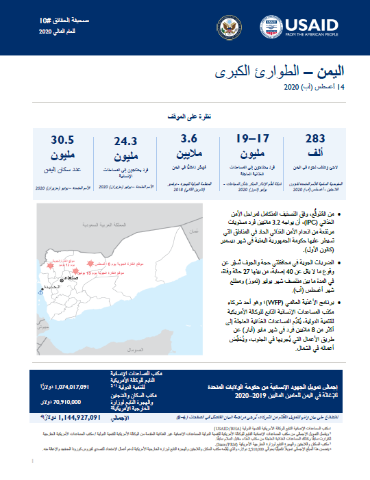 08.14.2020 -  USG Yemen Complex Emergency Fact Sheet #10 - Arabic