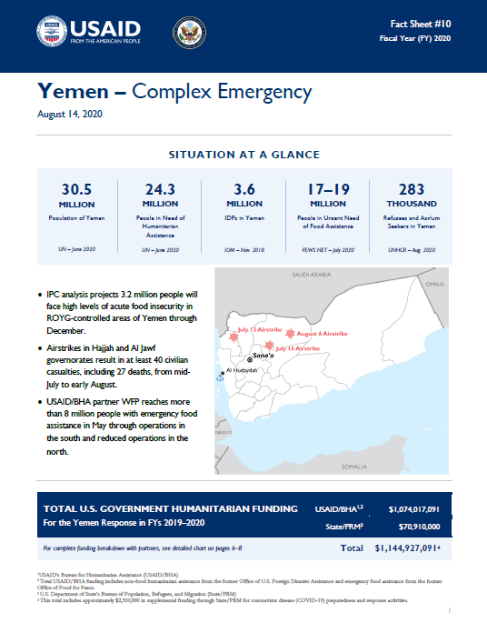 08.14.2020 - USG Yemen Complex Emergency Fact Sheet #10