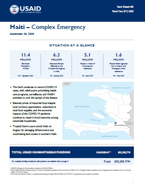 2020_09_30 -  USAID Haiti Complex Emergency Fact Sheet #3