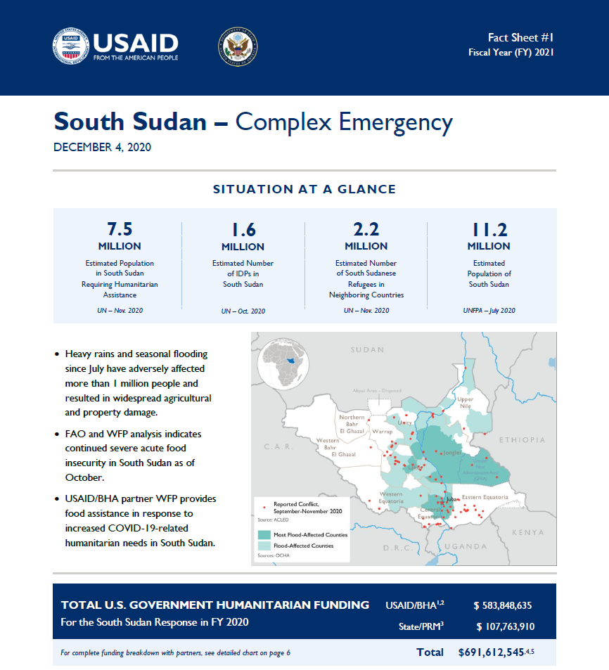 2020_12_04 - USG South Sudan Complex Emergency Fact Sheet #1