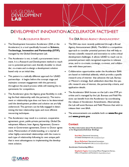 Development Innovation Accelerator Factsheet