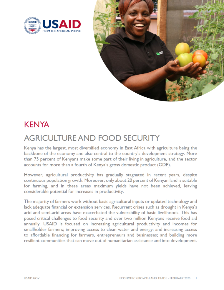 Agriculture and food security fact sheet