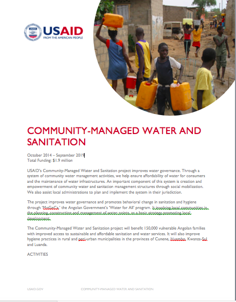 Angola Community Managed Water and Sanitation Fact Sheet