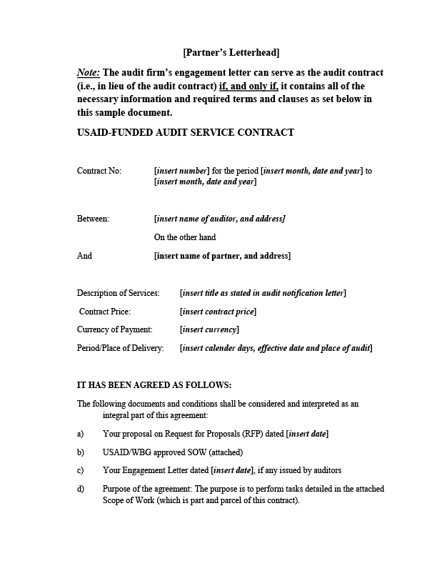 ATTACHMENT 8 F - Sample Audit Contract
