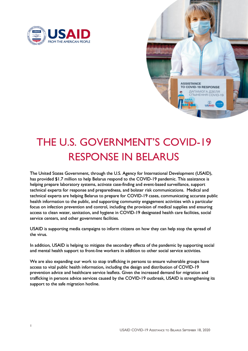 The U.S. Government's COVID-19 Response in Belarus - Updated September 2020