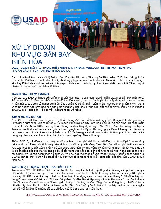 Tờ thông tin: Dự án Xử lý Dioxin khu vực Sân bay Biên Hòa