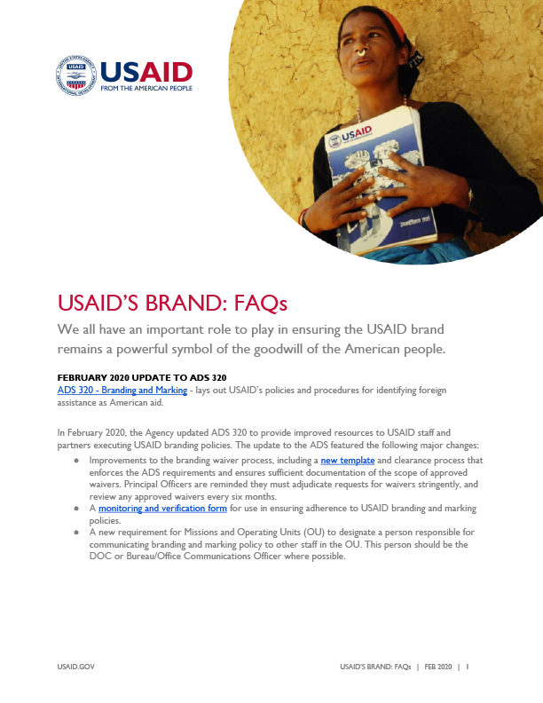 USAID's Brand: FAQs (Updated February 2020)