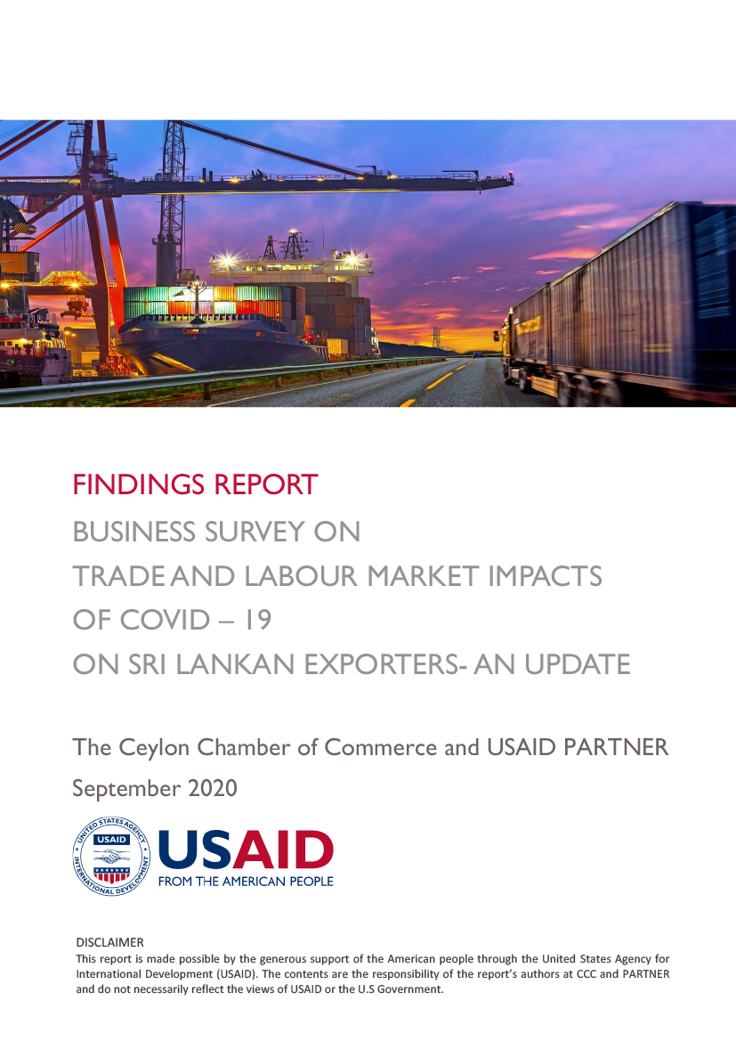 Findings Report: Business Survey on Trade and Labour Market Impacts of COVID-19 on Sri Lankan Exporters - An Update