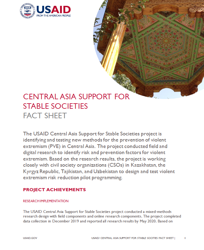 USAID Central Asia Support for Stable Societies Fact Sheet