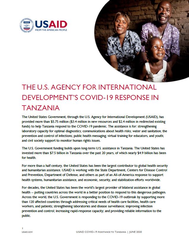 USAID Fact Sheet on COVID-19 Assistance in Tanzania