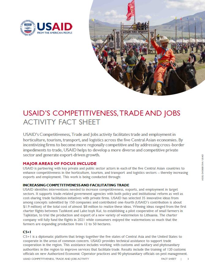 USAID's Competitiveness, Trade, and Jobs Activity Fact Sheet