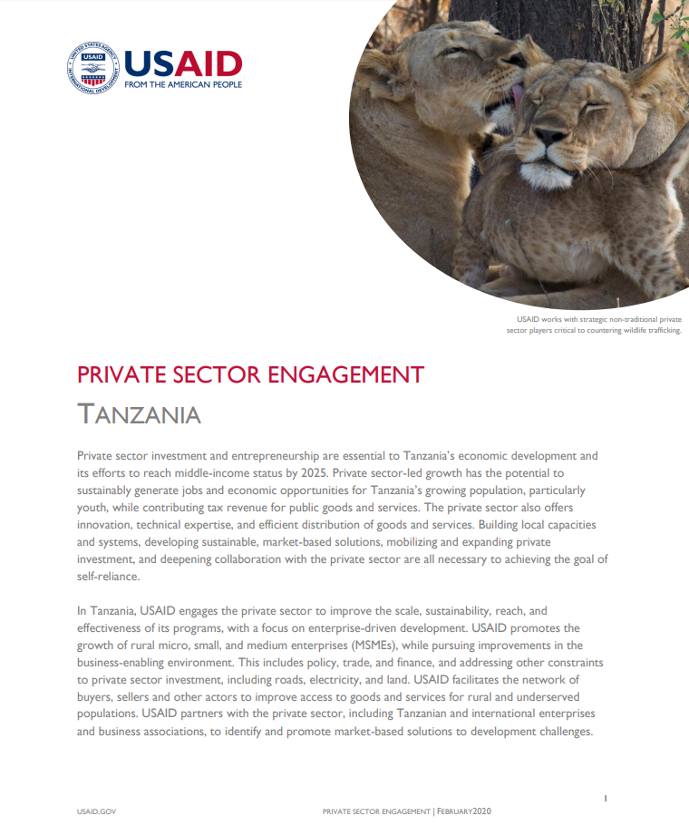 Tanzania Private Sector Engagement Fact Sheet