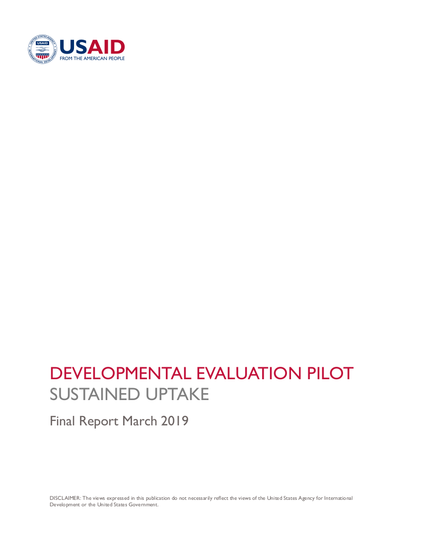 Developmental Evaluation Pilot Sustained Uptake