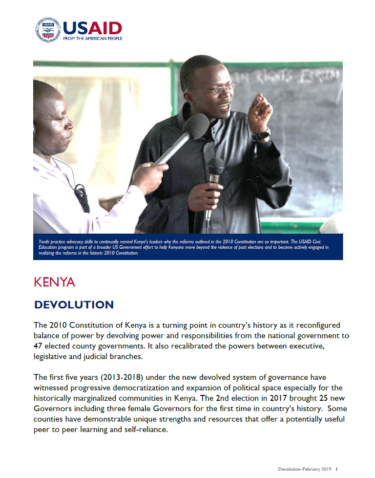 Devolution in Kenya fact sheet