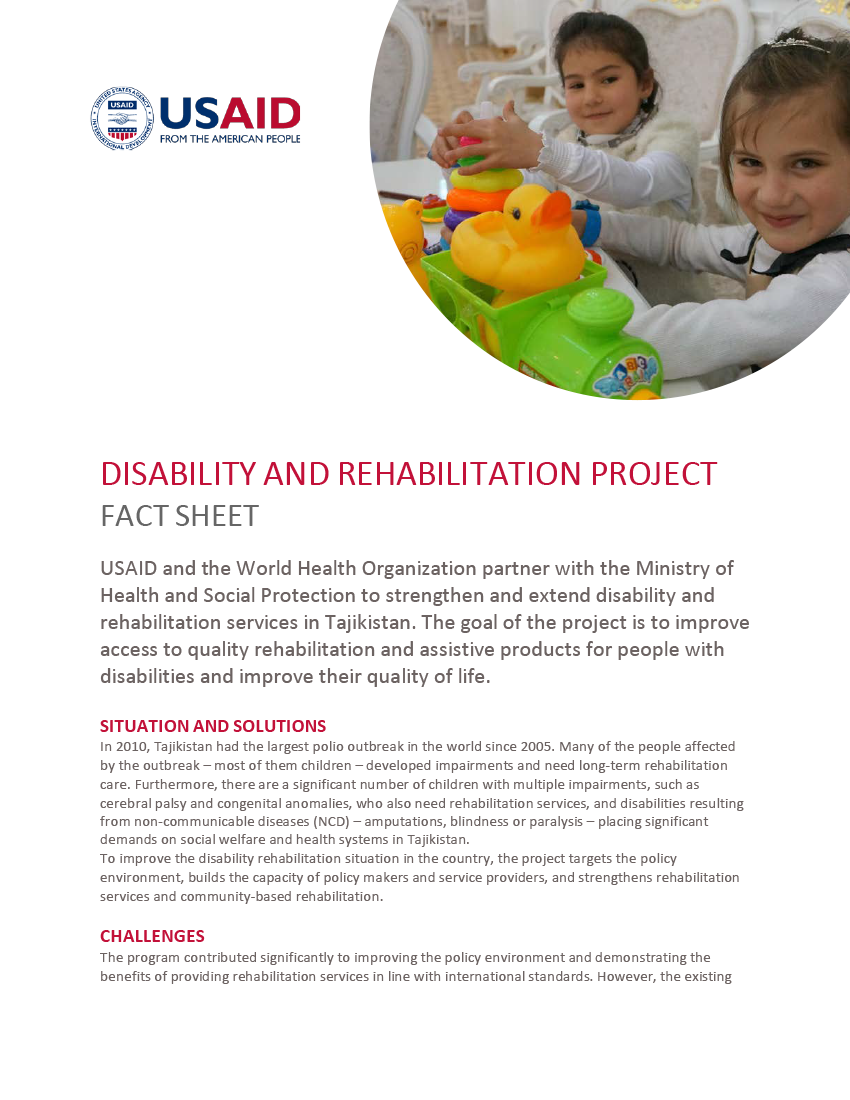 Disability and Rehabilitation Project Fact Sheet 