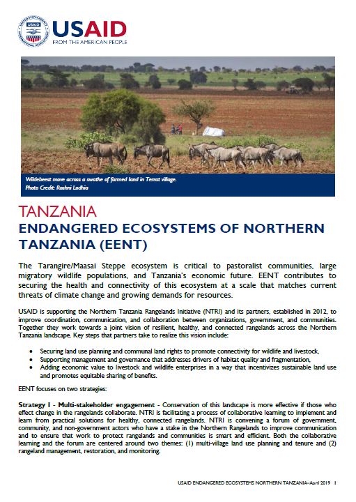 Endangered Ecosystems of Northern Tanzania Fact Sheet