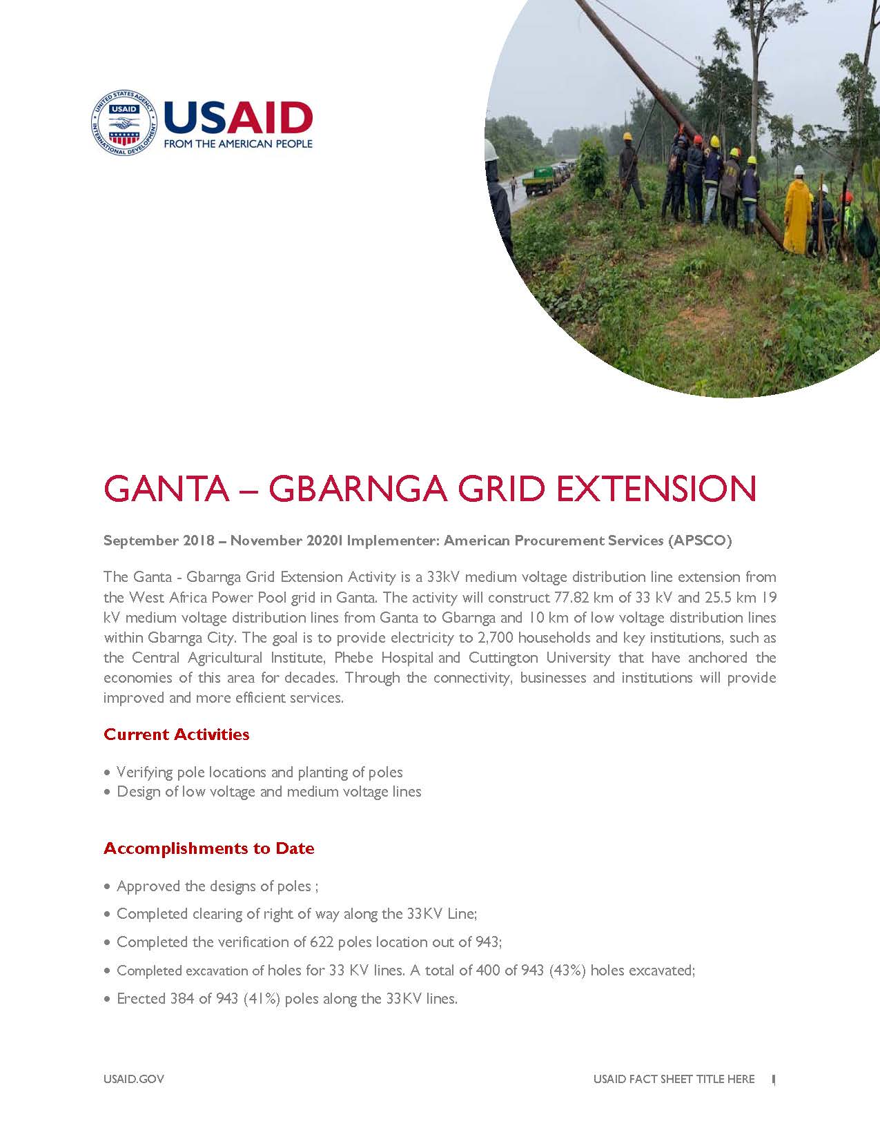 Ganta - Gbarnga Grid Extension Activity