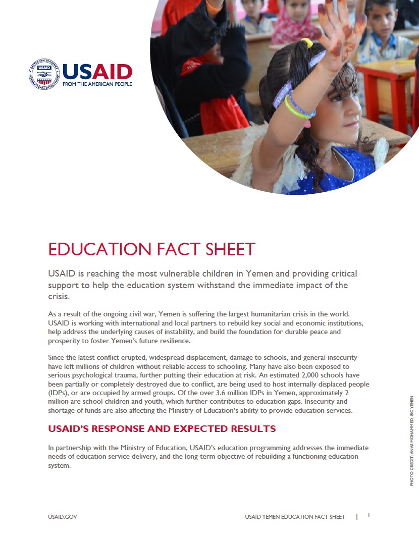 USAID Yemen Education Fact Sheet October 2019