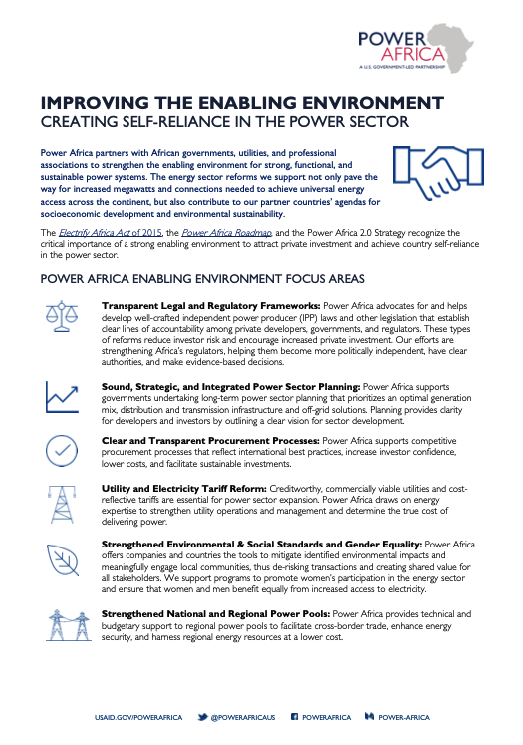 Power Africa: Enabling Environment Fact Sheet