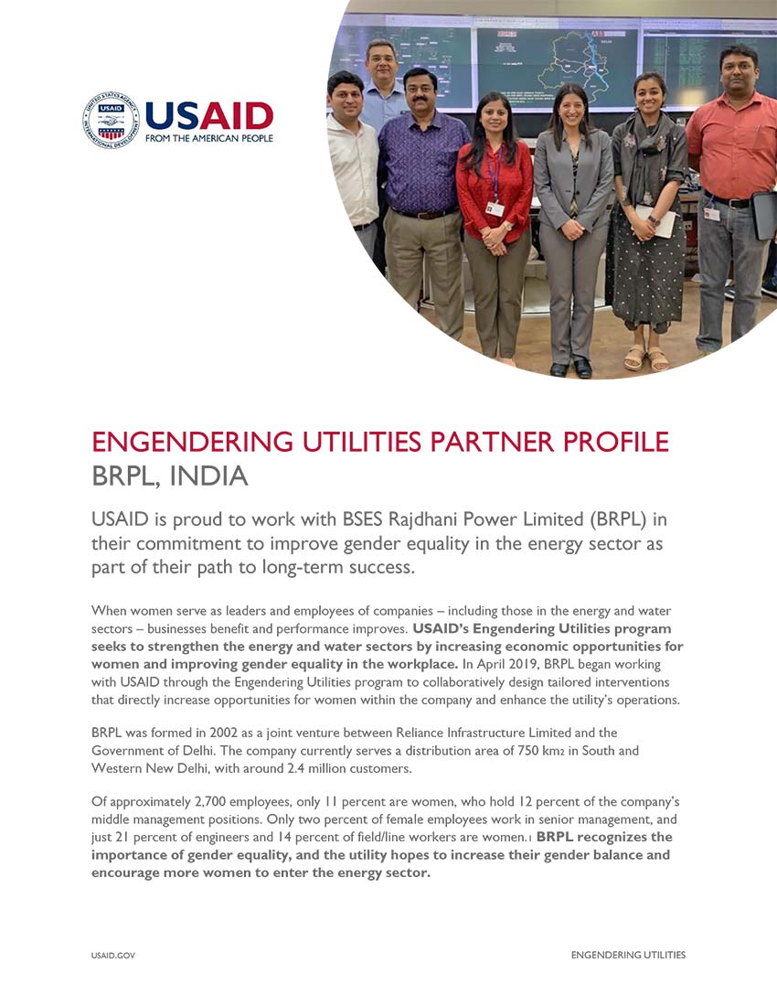 Engendering Utilities Partner Profile: BRPL, India