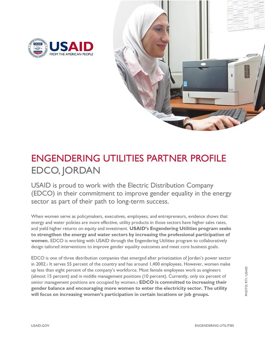Engendering Utilities Partner Profile: EDCO, Jordan