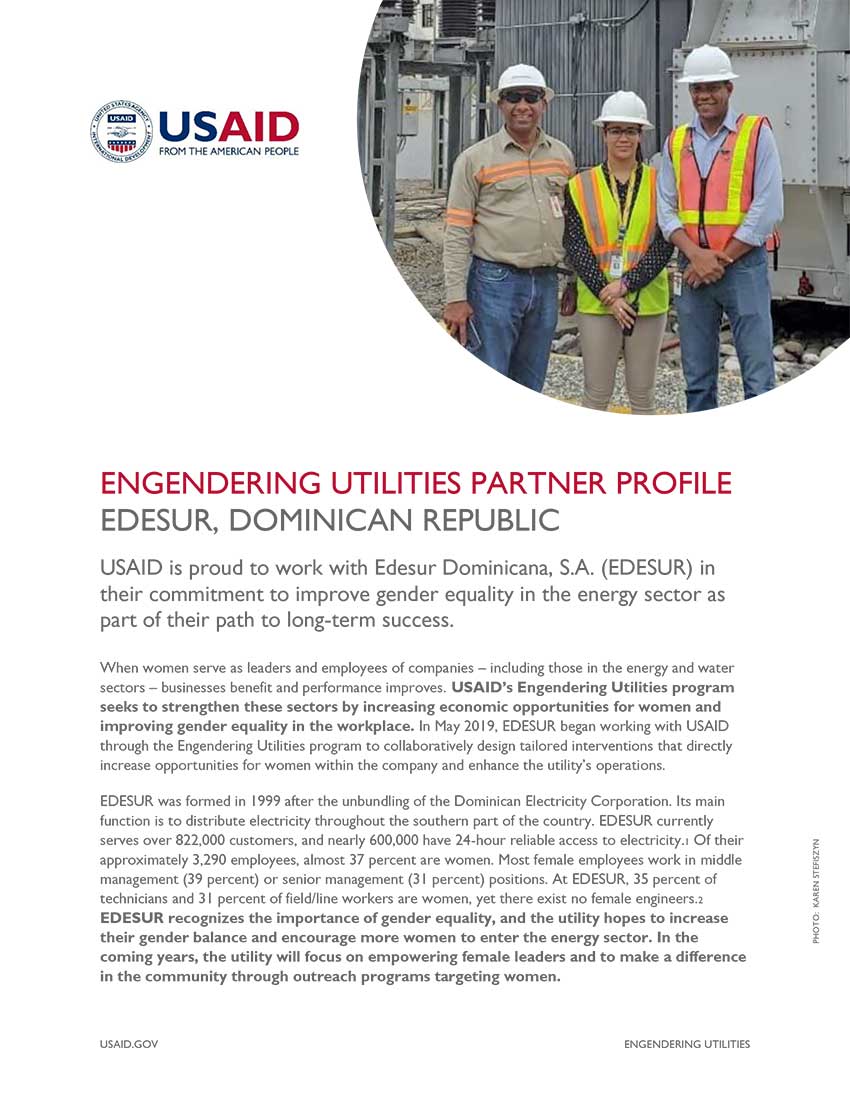 Engendering Utilities Partner Profile: EDESUR, Dominican Republic