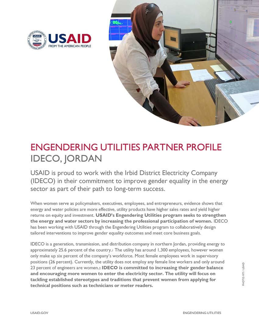 Engendering Utilities Partner Profile: IDECO, Jordan