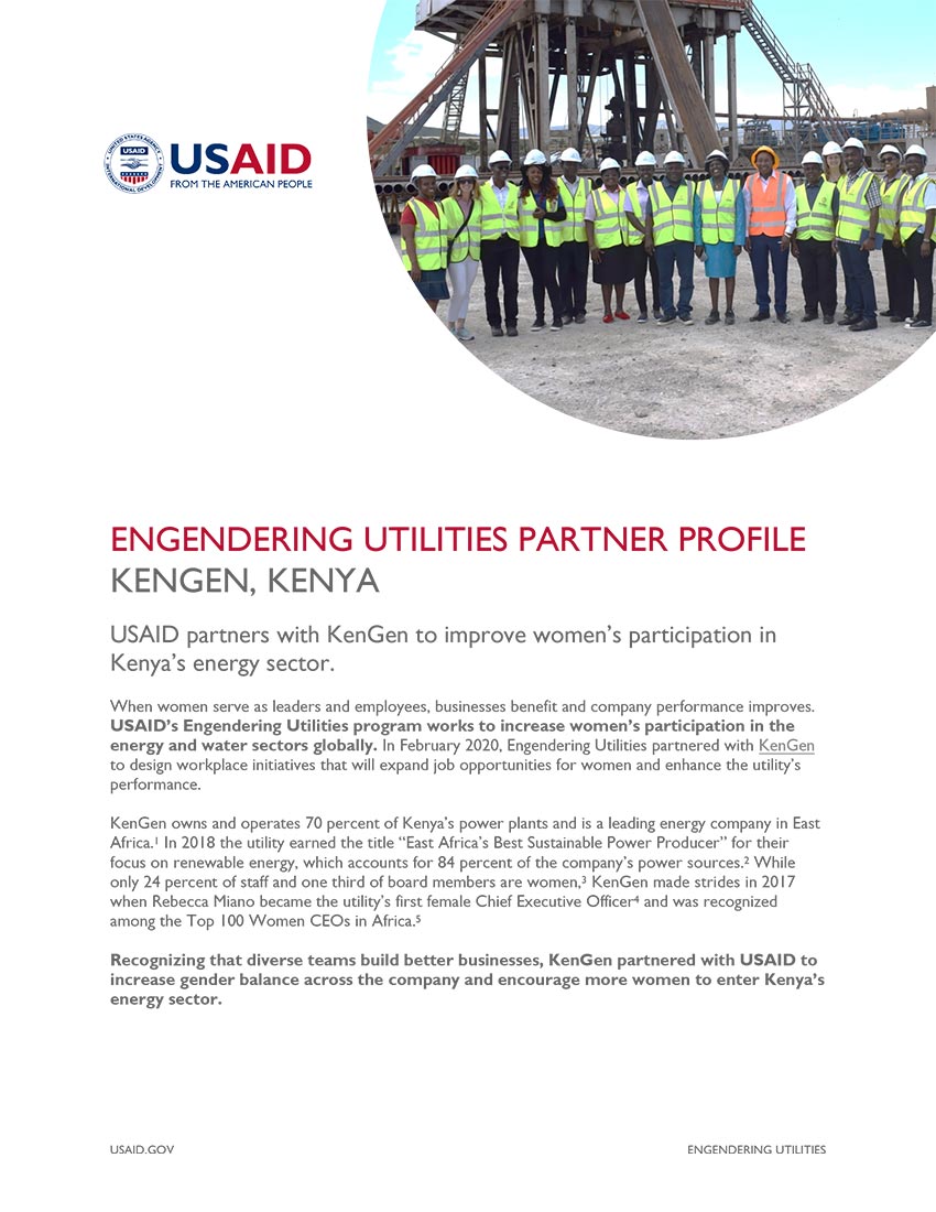 Engendering Utilities Partner Profile: KenGen, Kenya