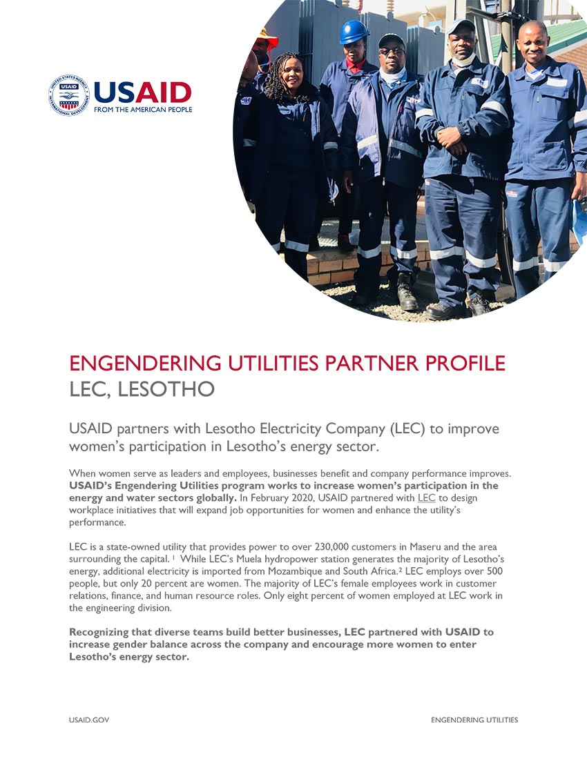 Engendering Utilities Partner Profile: LEC, Lesotho