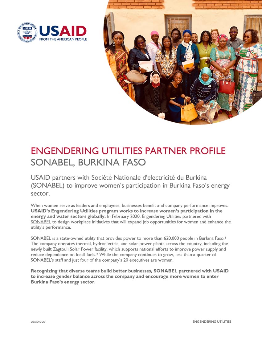 Engendering Utilities Partner Profile: SONABEL, Burkina Faso