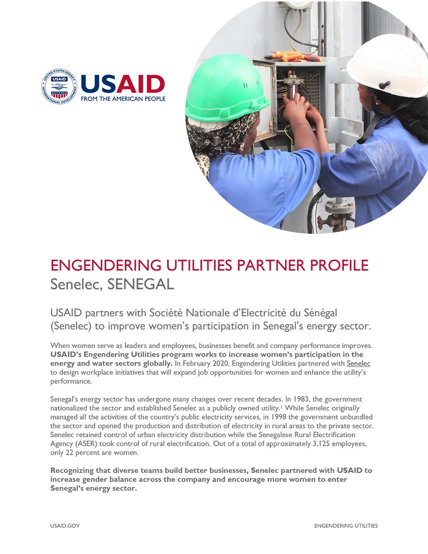 Engendering Utilities Partner Profile: Senelec, Senegal