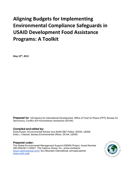 Aligning Budgets for Implementing Environmental Compliance Safeguards in USAID Development Food Assistance Programs