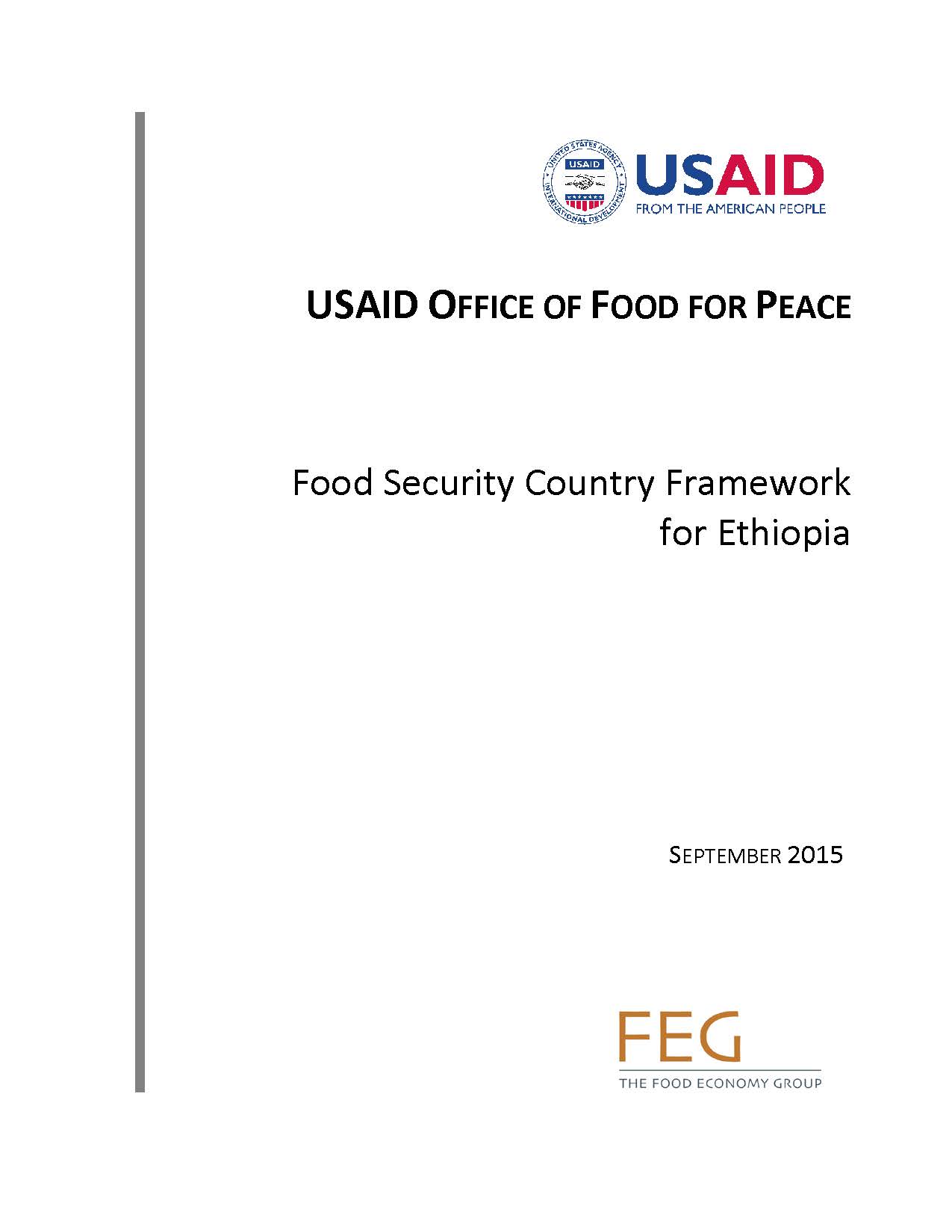 Food Security Country Framework for Ethiopia