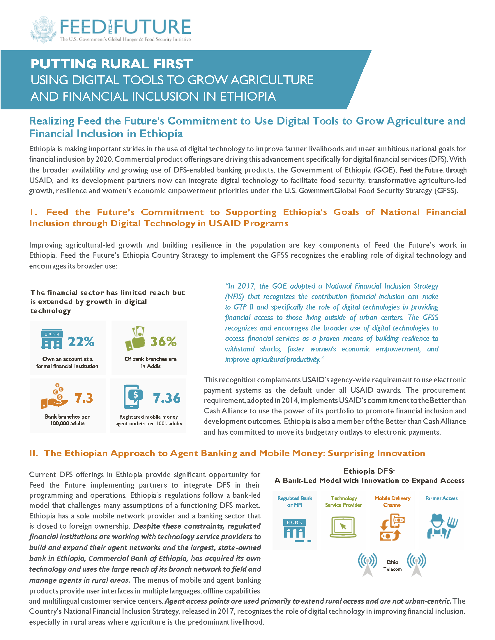 Fact Sheet: Using Digital Tools to Grow Agriculture and Financial Inclusion in Ethiopia