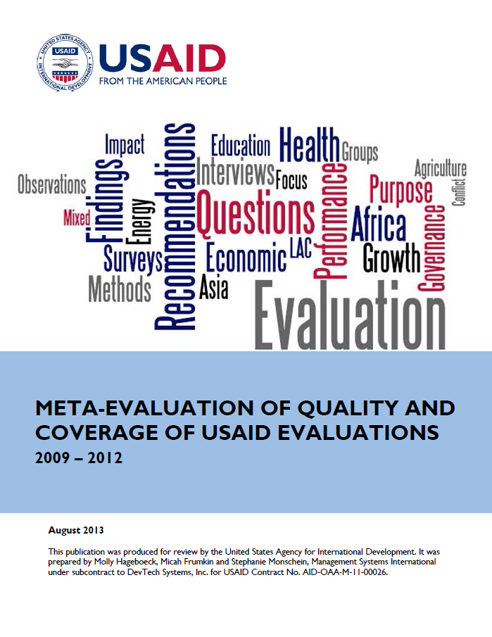 Meta-Evaluation of Quality and Coverage of USAID Evaluations