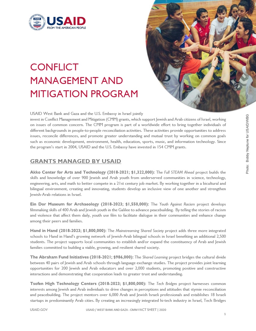Conflict Management and Mitigation (CMM) Program Fact Sheet 2020