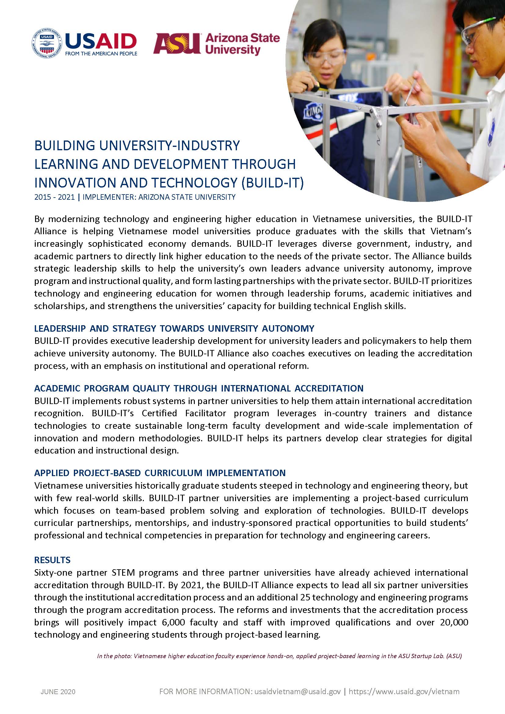 Fact Sheet: Building University-Industry Learning and Development Through Innovation and Technology (BUILD-IT)